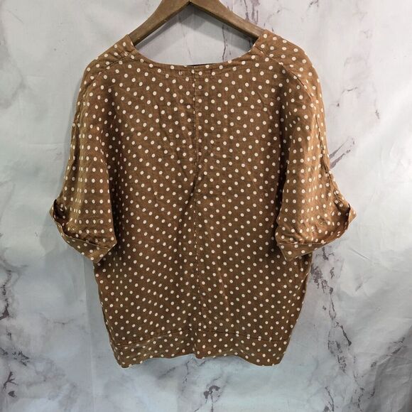 Lands Down Under Shirt Womens Large Brown Linen Spot Artsy To Wear Lagenlook - Picture 5 of 11